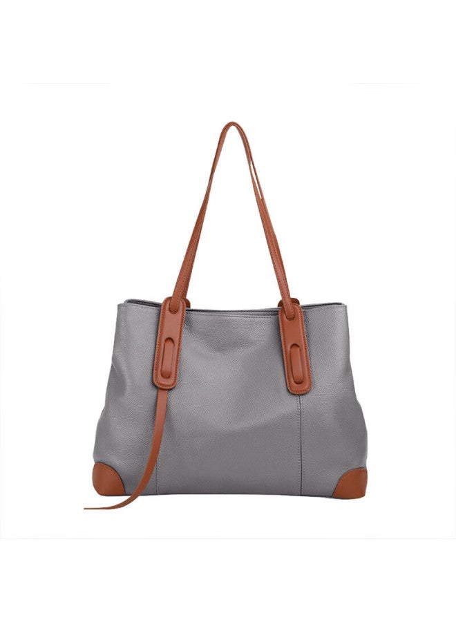 Viney Cowhide Tote Bag Women's Large Capacity Shoulder Bag Lightweight Single Shoulder Bag Birthday Gift High-end Feeling For Girlfriend Wife - Image 3