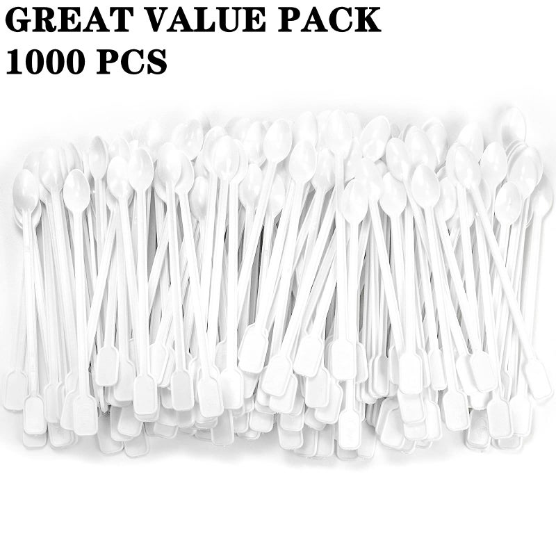 DEAYOU 1000 PCS Plastic Coffee Stirrer, 5'' Disposable Stir Sticks for Drinks Cocktails, Mini Coffee Stirring Spoon Rod for Blender, Bar, Sugar, Espresso, Tea, Swizzle, Sip, Soup, Floats, Food Grade - Image 3