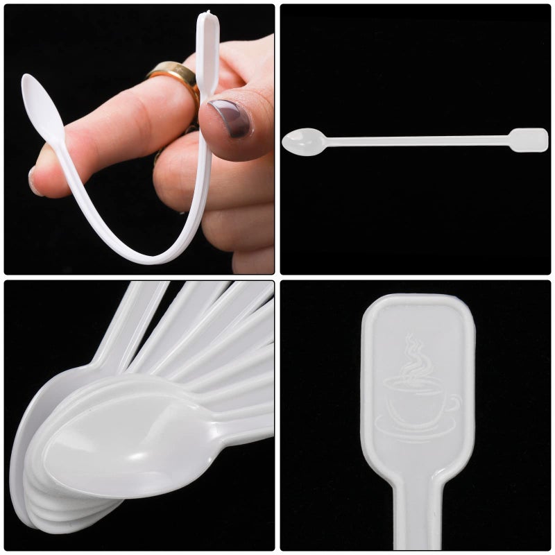 DEAYOU 1000 PCS Plastic Coffee Stirrer, 5'' Disposable Stir Sticks for Drinks Cocktails, Mini Coffee Stirring Spoon Rod for Blender, Bar, Sugar, Espresso, Tea, Swizzle, Sip, Soup, Floats, Food Grade - Image 4