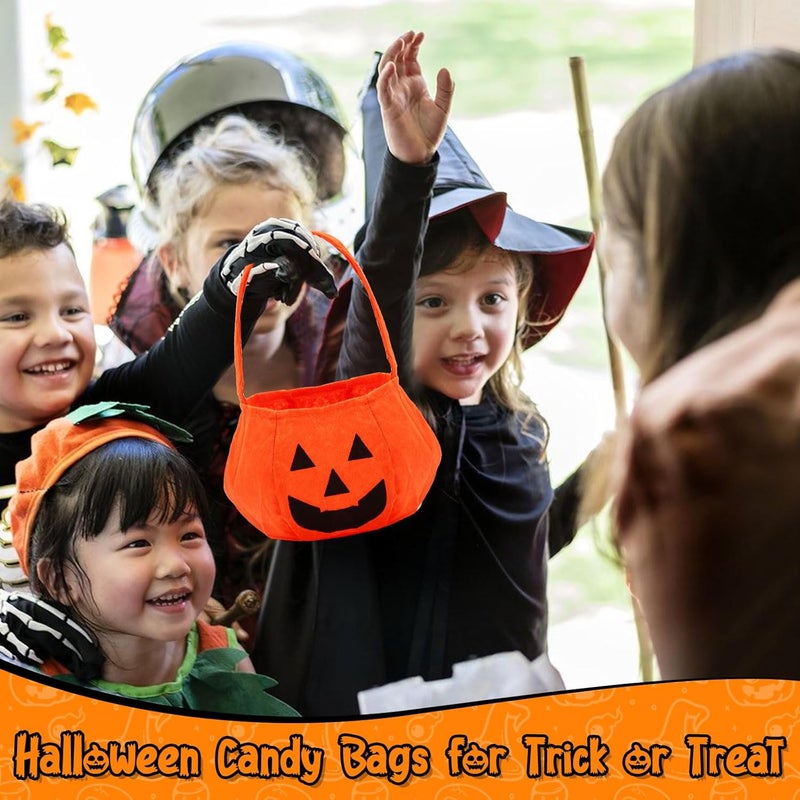 Lancry Scratch resistant 2 PCS Pumpkin Halloween Candy Bags,Halloween Pumpkin Candy Basket Candy Bucket for Trick or Treat,Orange Handbag Tote bag for Halloween Party Favors Global standard processed material - Image 4