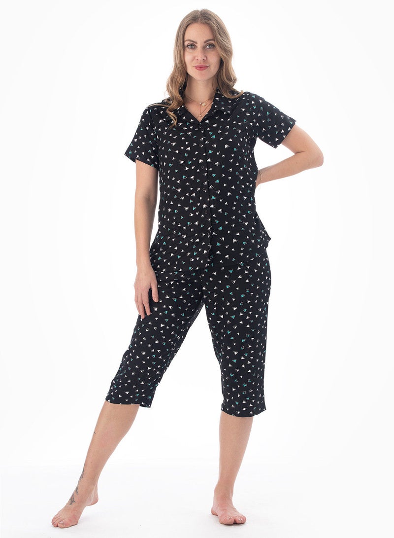 Lacy Dreams بدلة نوم كابري مطبوعة باللون الأسود - Image 4