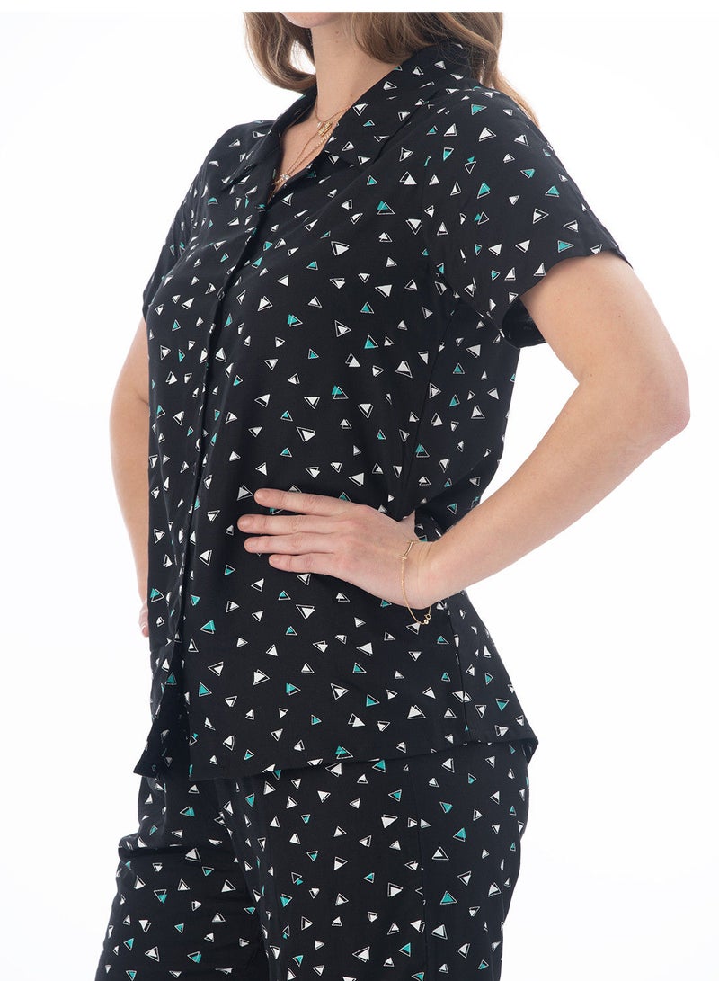 Lacy Dreams بدلة نوم كابري مطبوعة باللون الأسود - Image 5