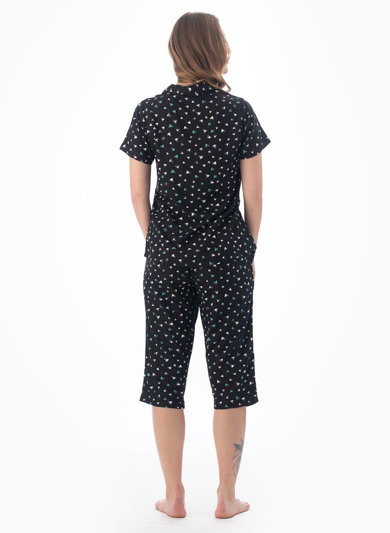 Lacy Dreams بدلة نوم كابري مطبوعة باللون الأسود - Image 3