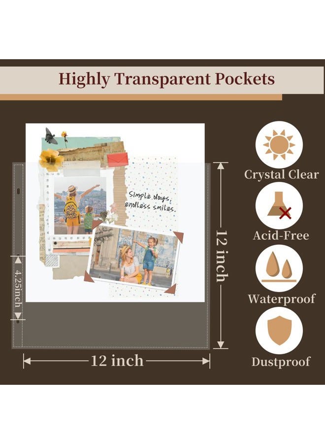 Hiwhy 12x12 Inch Large 3 Ring DIY Scrapbook Photo Album, Linen Cover Scrapbook with 20 Sheets Plastic Sleeves 40 Pages Memory Book for Wedding Birthday Baby Family (Beige) - Image 5