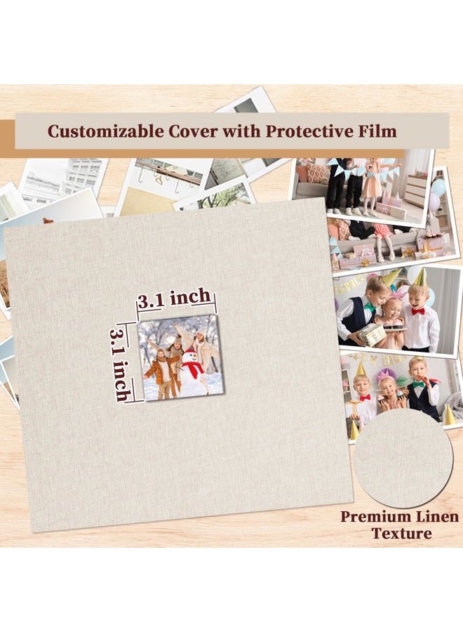 Hiwhy 12x12 Inch Large 3 Ring DIY Scrapbook Photo Album, Linen Cover Scrapbook with 20 Sheets Plastic Sleeves 40 Pages Memory Book for Wedding Birthday Baby Family (Beige) - Image 4
