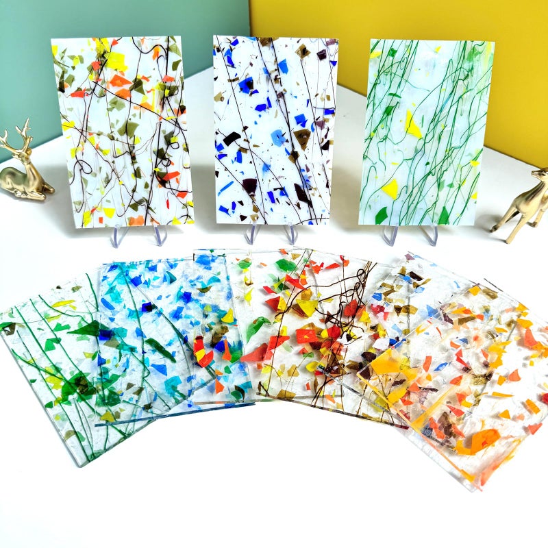 ILLUCKAI 24 Sheets Floral Patterned Stained Glass Sheet Variety Pack, 4 X 6 inch Cathedral Art Glass for Stained Glass Window, Stained Glass Supplies for Glass Projects and Mosaic Crafts - Image 2