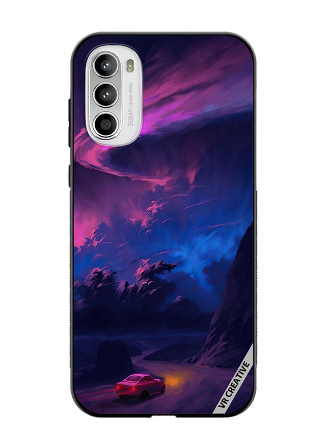 VR CREATIVE Protective Case Cover For Motorola Moto G82 Car On Empty Road Design Multicolour - Image 1