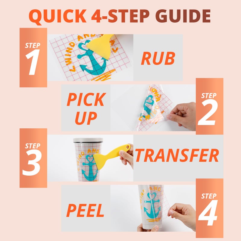 HTVRONT Clear Vinyl Transfer Paper Tape Roll 6" x 50 Feet Clear w/Red Alignment Grid - Application Transfer Tape Perfect for Self Adhesive Vinyl for Signs Stickers Decals Walls Doors & Windows - Image 5