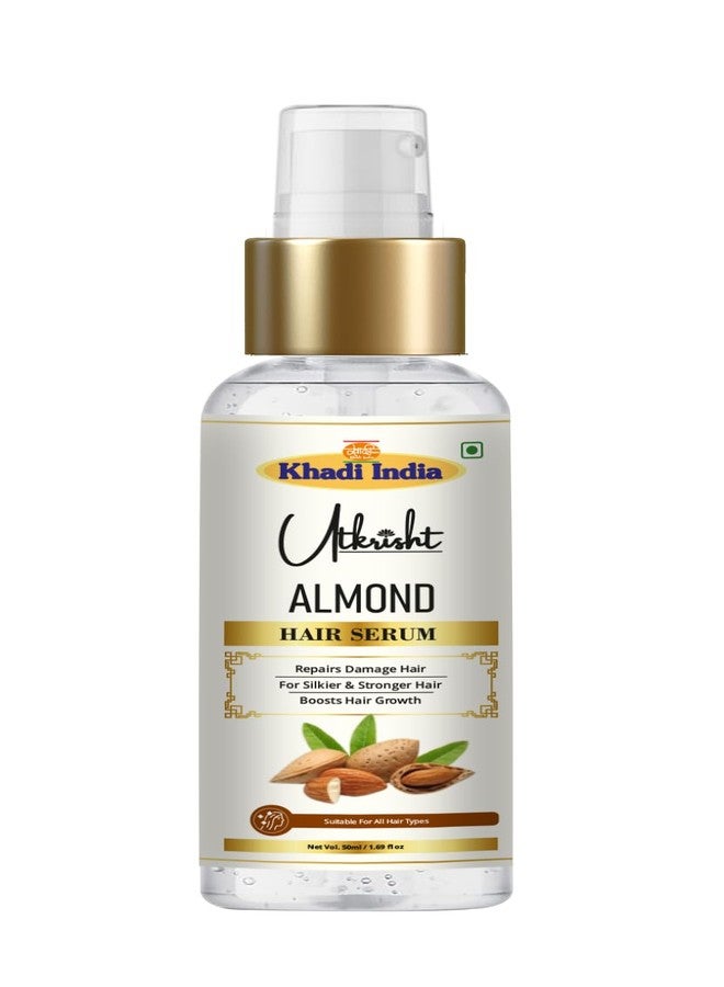 Utkrisht Khadi Almond Hair Serum 50ml | Infused with Biotin & Magnesium | For Dry, Frizzy & Damaged Hair | For Dry & Itchy Scalp | Suitable For All Hair Types | For Men & Women - Image 1