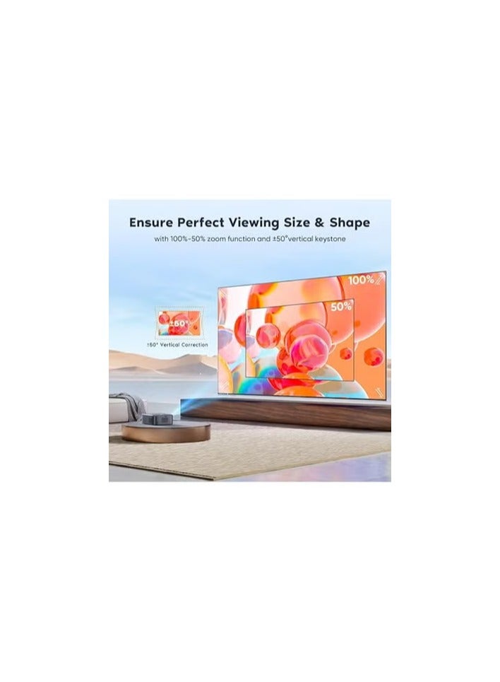 Projector 1080P with WiFi and Bluetooth – 4K Support, Electric Focus, Zoom Function, Portable Home and Outdoor Movie Projector - Image 4