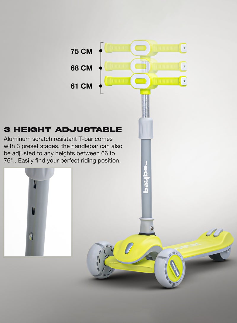 Baybee Cruze Skate Scooter for Kids 3 Wheel Kids Scooter with 3 Height Adjustable Baby Scooter with LED PU Wheels, Light & Music Kick Scooter for Baby Scooter for Kids 3 to 8 Years Boy Girl Green - Image 5