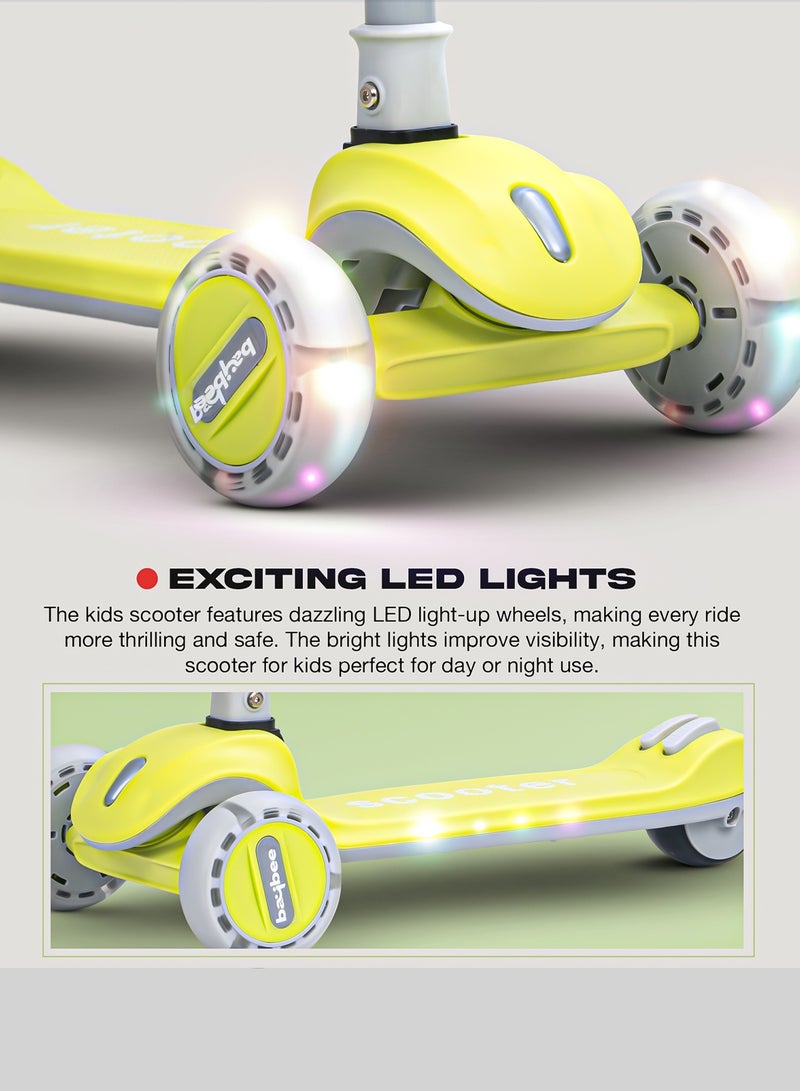 Baybee Cruze Skate Scooter for Kids 3 Wheel Kids Scooter with 3 Height Adjustable Baby Scooter with LED PU Wheels, Light & Music Kick Scooter for Baby Scooter for Kids 3 to 8 Years Boy Girl Green - Image 3
