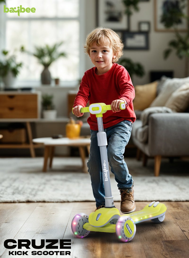 Baybee Cruze Skate Scooter for Kids 3 Wheel Kids Scooter with 3 Height Adjustable Baby Scooter with LED PU Wheels, Light & Music Kick Scooter for Baby Scooter for Kids 3 to 8 Years Boy Girl Green - Image 2