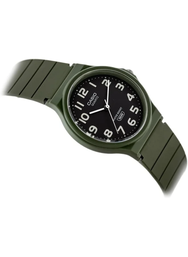 كاسيو Men's Watch - MQ-24UC-3BDF Black Dial, Green Band