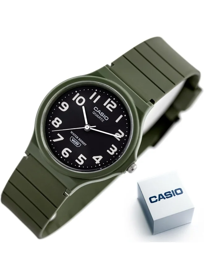 كاسيو Men's Watch - MQ-24UC-3BDF Black Dial, Green Band