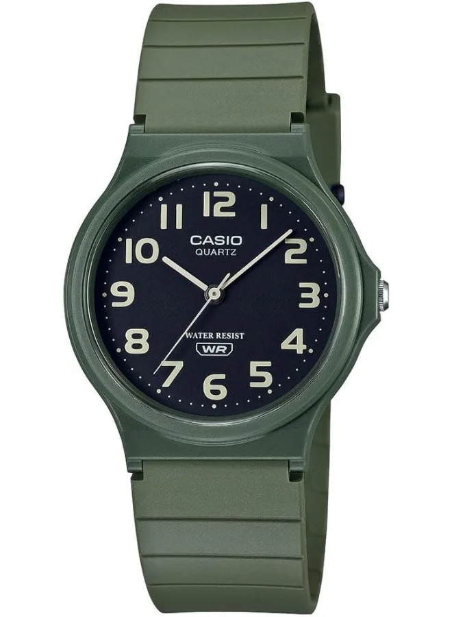 كاسيو Men's Watch - MQ-24UC-3BDF Black Dial, Green Band