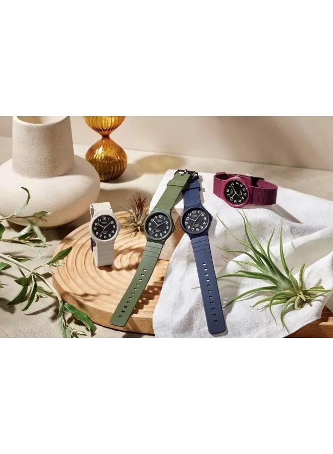 كاسيو Men's Watch - MQ-24UC-3BDF Black Dial, Green Band