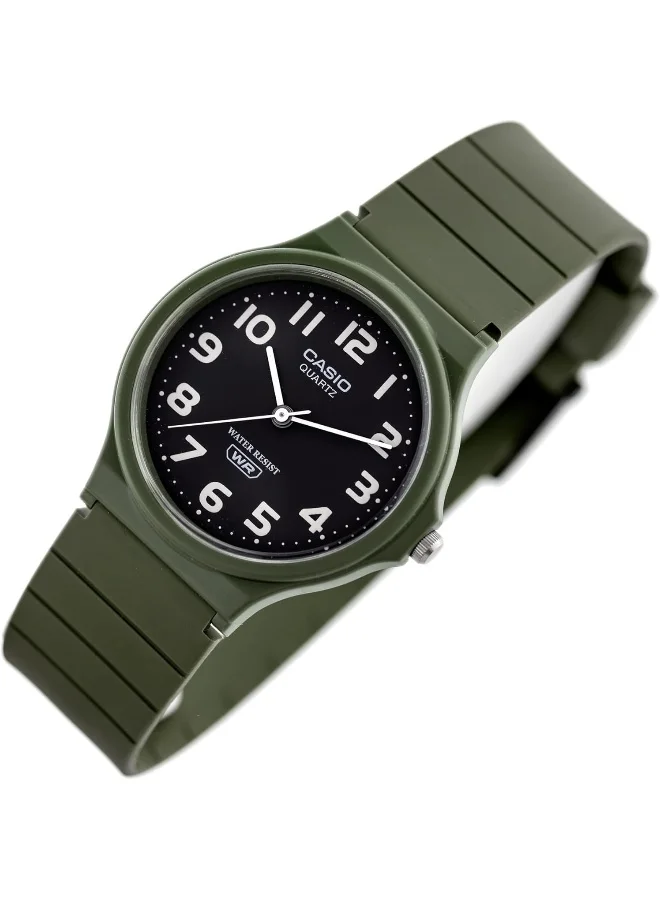كاسيو Men's Watch - MQ-24UC-3BDF Black Dial, Green Band