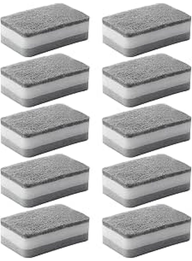 Grey Reusable Kitchen Cleaning Sponges 10pcs Multi Layer Dish Scrubber Set - Image 1