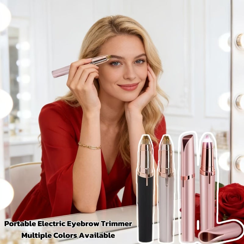 Midnight Black Portable Rechargeable Electric Trimmer with 4 Stainless Steel Blades and 3 Replacement Blades for Eyebrows Bikini Armpits Legs USB Charging - Image 1