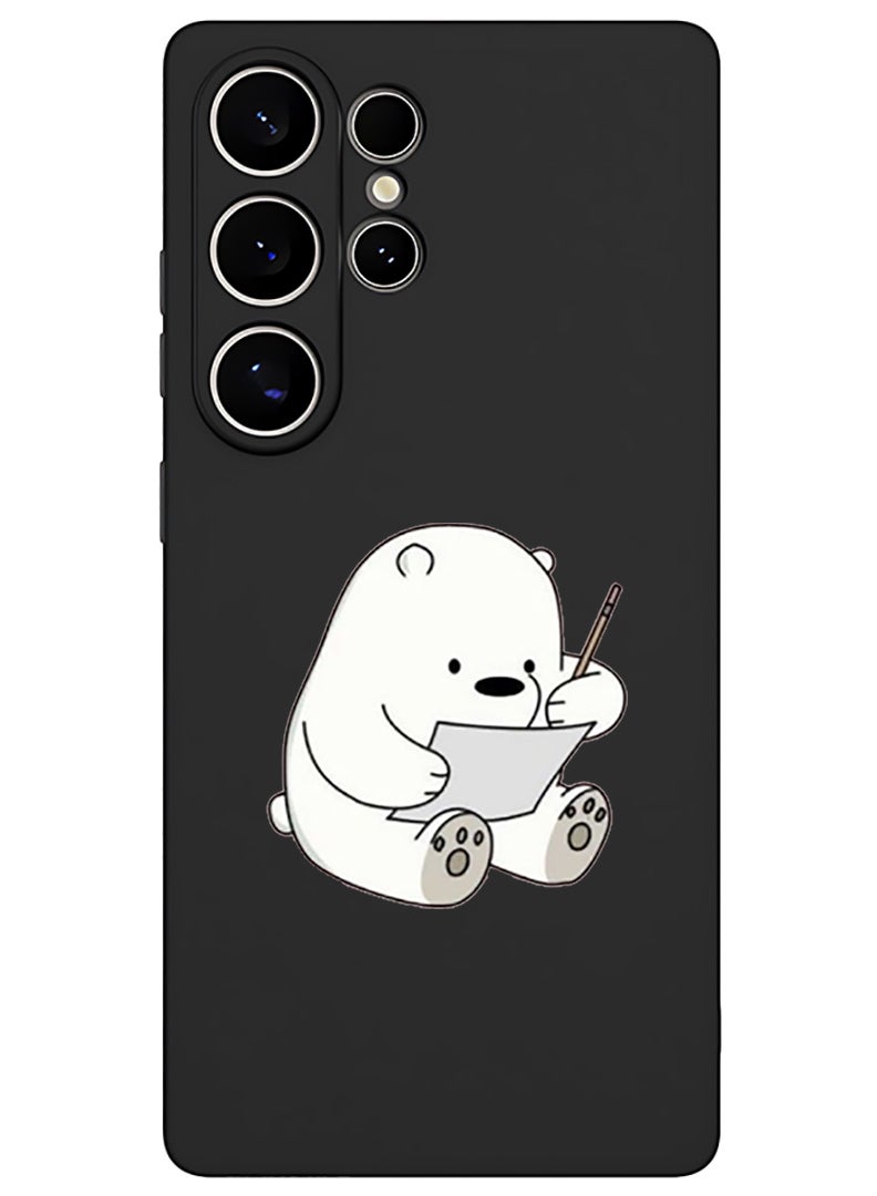 Theodor Protective Slim Fit Case Liquid Silicone Cover with Full Body Protection Anti-Scratch Shockproof Case For Samsung Galaxy S25 Ultra (Black) - Panda writing - Image 1