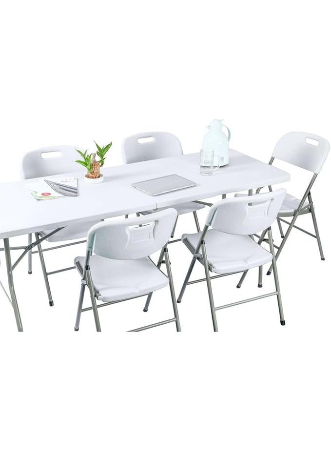 6-Foot Fold-In-Half Table – Multipurpose Home & Office Furniture, L183.8 x W76.2 x H73.7 cm - Image 4