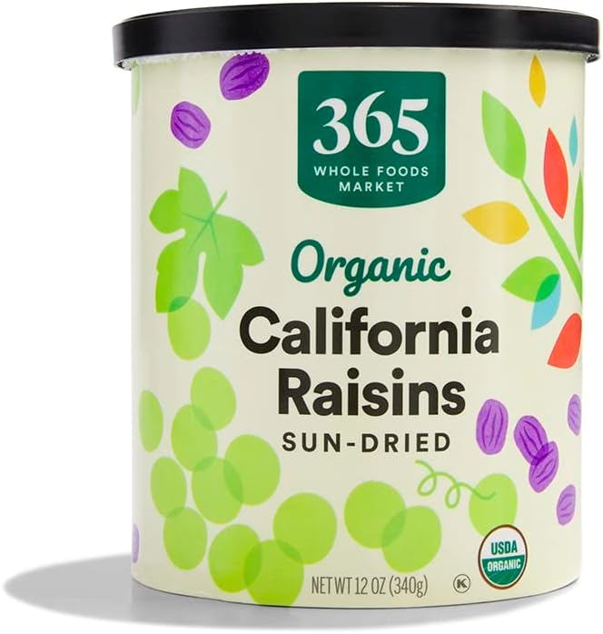 365 by Whole Foods Market Organic California Raisins, Sun-Dried, 12 oz Canister - Image 1