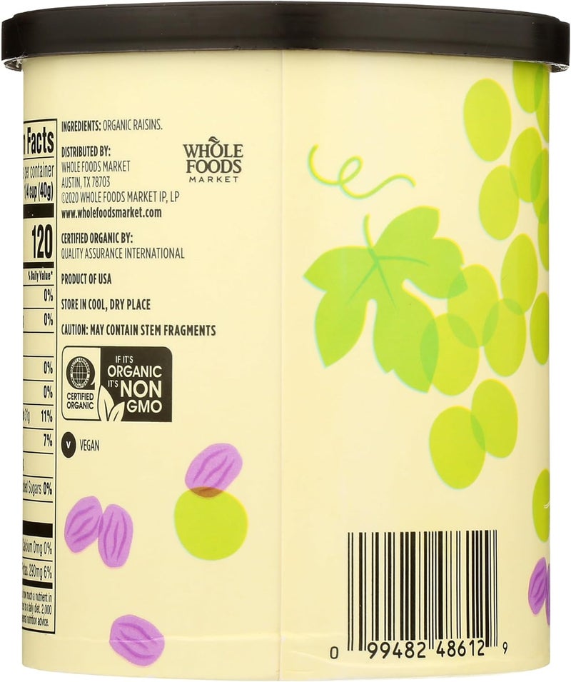 365 by Whole Foods Market Organic California Raisins, Sun-Dried, 12 oz Canister - Image 3