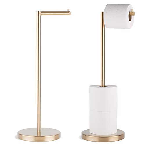 MARMOLUX ACC Free Standing Toilet Paper Holder Stand with Storage for 4 Rolls of Toilet Tissue for Bathroom Stainless Steel Luxury Brushed Gold 1pc  Bathroom Sets  Toilet Paper Storage