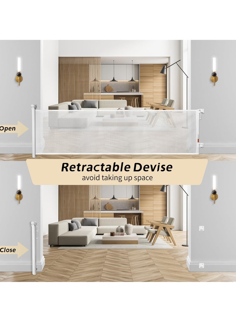 Mr. Penda Retractable Baby Gate, 300cm Extra Wide Safety Gate, 86cm Tall Mesh Panel with Auto Lock, for Doorways Stairs and Hallways for Babies and Pets (White) - Image 3