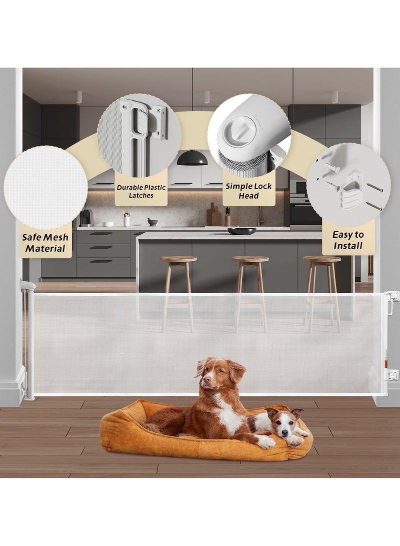 Mr. Penda Retractable Baby Gate, 300cm Extra Wide Safety Gate, 86cm Tall Mesh Panel with Auto Lock, for Doorways Stairs and Hallways for Babies and Pets (White) - Image 5