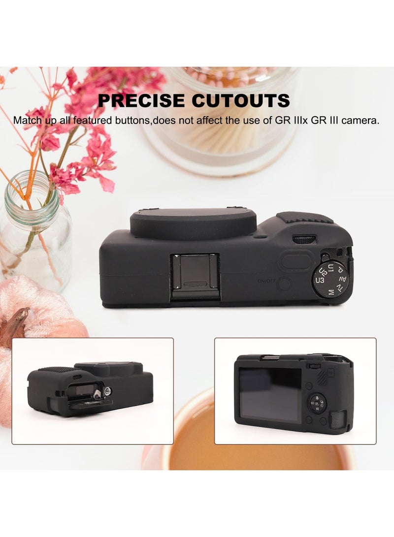 حالة الكاميرا لـ Ricoh GR III / GR III X ، حالة حماية سيليكون ناعمة رقيقة للغاية خفيفة الوزن لـ GR IIIx / GR III / GR3x / GR3 الكاميرا مع غطاء عدسة قابل للفصل (أسود) - Image 3