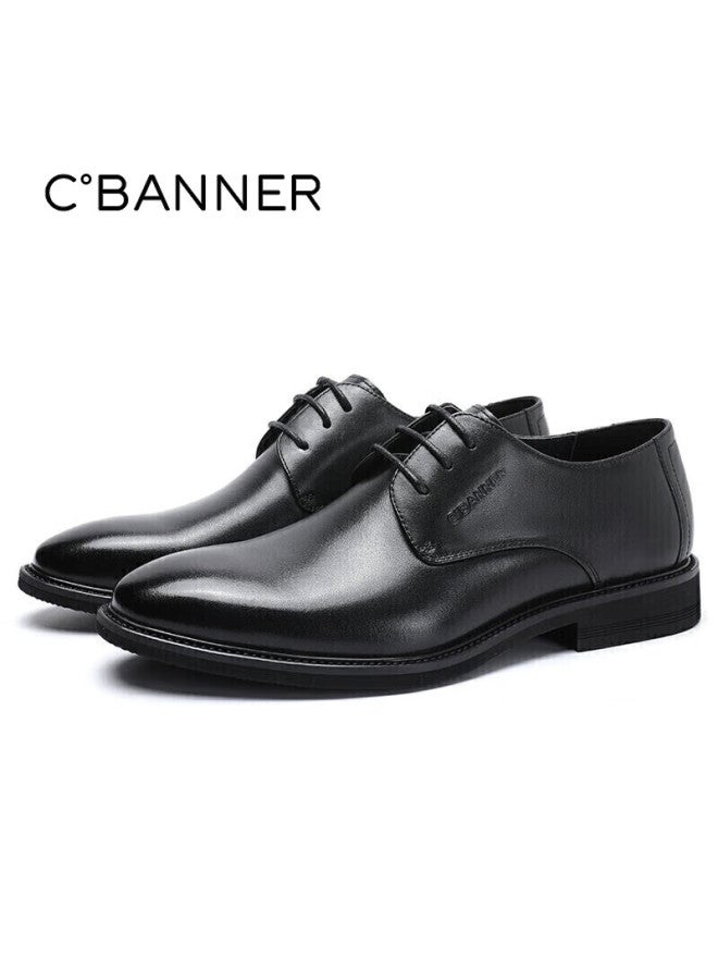 C.banner First Layer Cowhide Classic Business Men's Casual Dress Derby Shoes Black Size 44 - Image 4