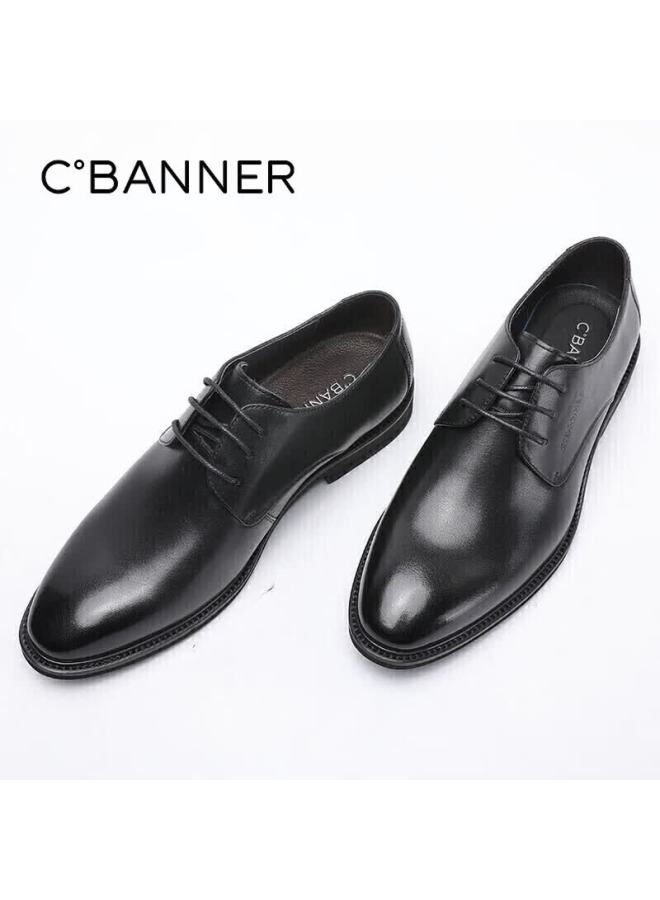 C.banner First Layer Cowhide Classic Business Men's Casual Dress Derby Shoes Black Size 44 - Image 2