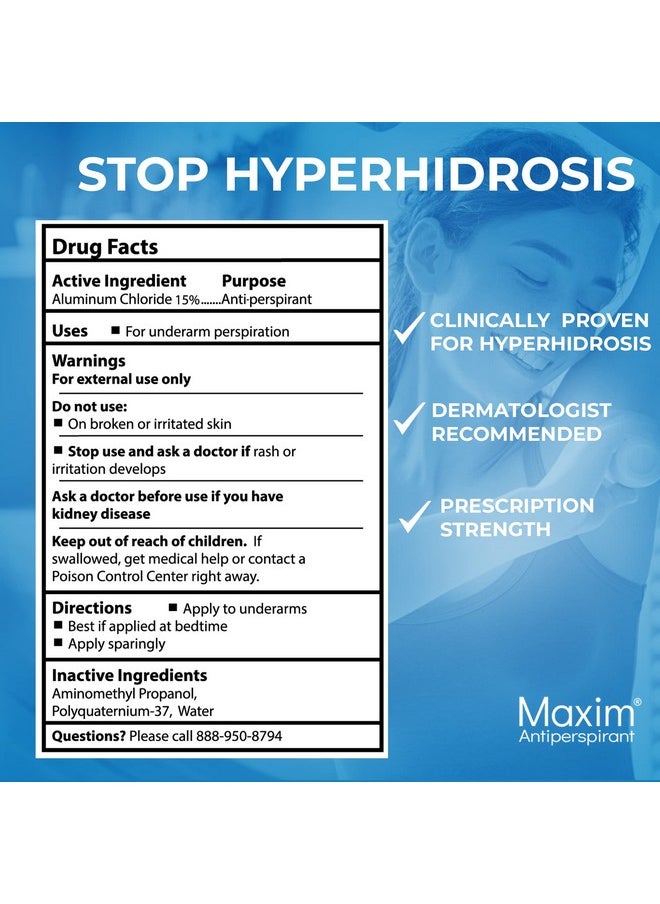Maxim ® Clinical Strength Antiperspirant For Hyperhidrosis Excessive Sweating - Reduces Sweat Up To 24 Hours Per Use - Antiperspirant For Men And Women Certain To Keep You Dri  - Image 4