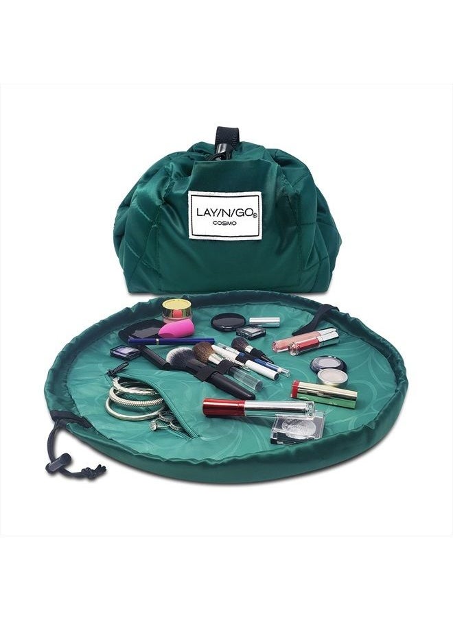 Lay-n-Go Cosmo Drawstring Cosmetic & Makeup Bag Organizer, Toiletry Bag for Travel, Gifts, and Daily Use, 20 inch, Evergreen  - Image 1