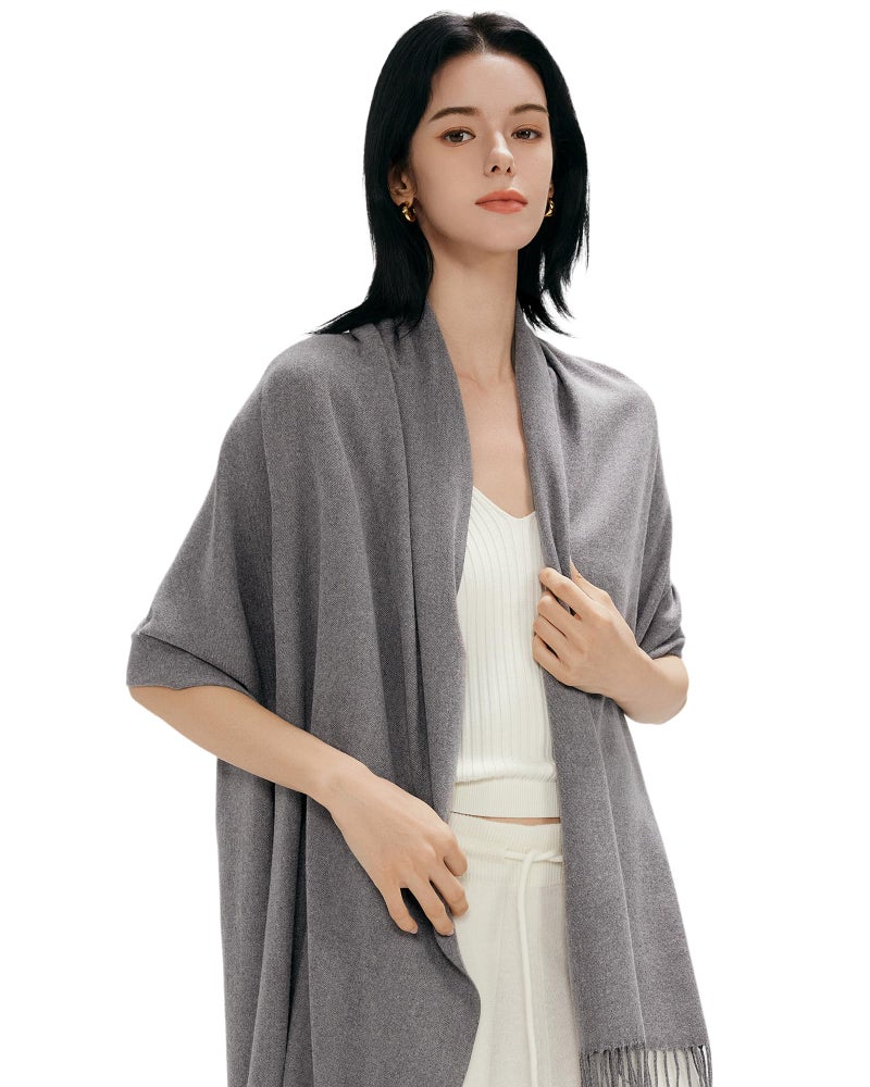 MaaMgic Womens Large Soft Cashmere Feel Pashmina Shawls Wraps Winter Light Scarf, One Size, Dark Gray - Image 2