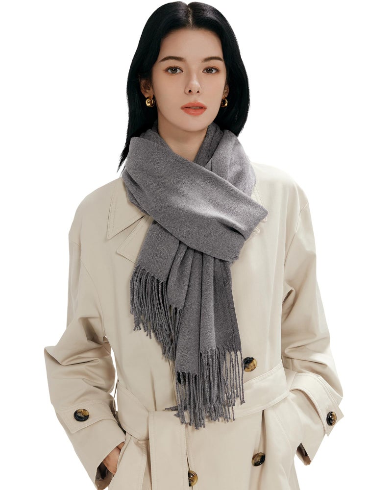 MaaMgic Womens Large Soft Cashmere Feel Pashmina Shawls Wraps Winter Light Scarf, One Size, Dark Gray - Image 4