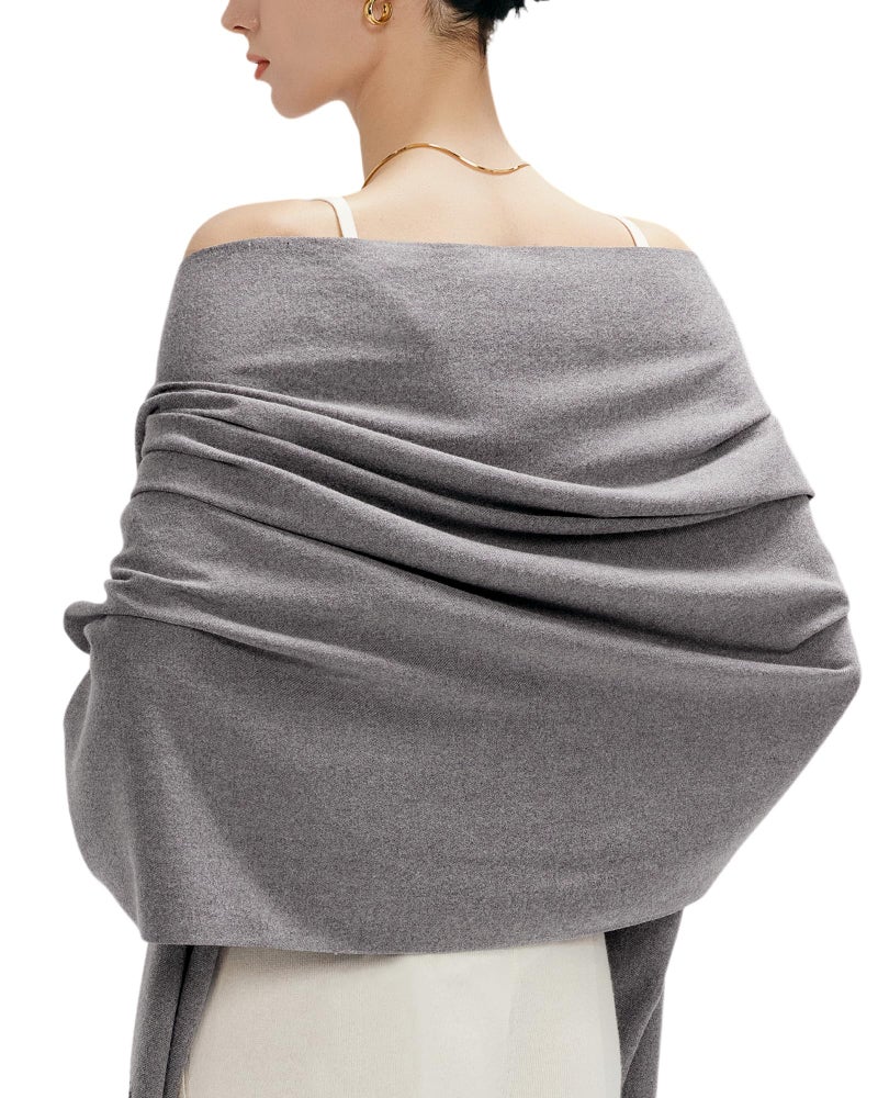 MaaMgic Womens Large Soft Cashmere Feel Pashmina Shawls Wraps Winter Light Scarf, One Size, Dark Gray - Image 1