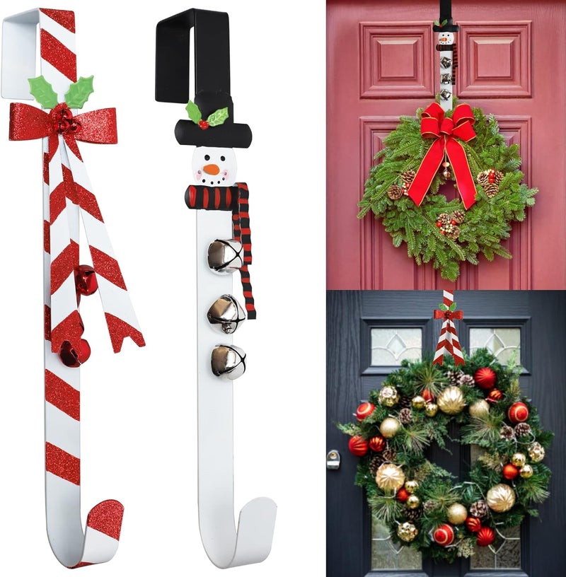 KEDONCHEN 2 Pack Metal Wreath Hanger，13.78IN Wreath Hanger for Front Door Christmas Wreath Decoration，Wreath Hooks for Front Door… - Image 1