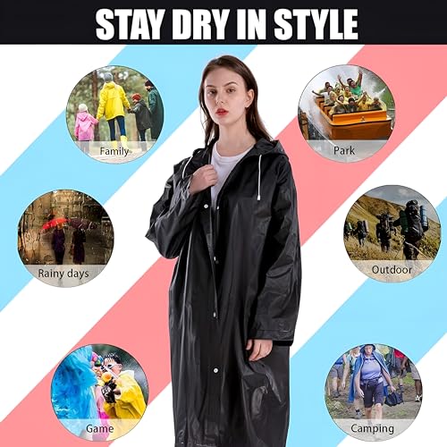 Pivalo EVA Waterproof Rain Coat Hooded Universal Outdoor Water Resistant Portable Suit for Men Women Boys & Girls (Universal Size,1 Pc Black) - Image 5