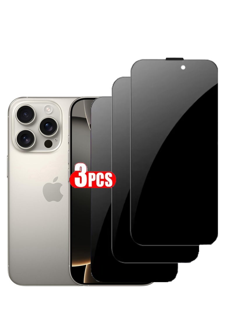 Generic 3 Pack iPhone 16 Pro Privacy Screen Protector,Support Fingerprint Unlock Screen Protector for iPhone 16 Pro ,High hardness Tempered Glass Film,Anti-Scratch Case Friendly  - Image 1