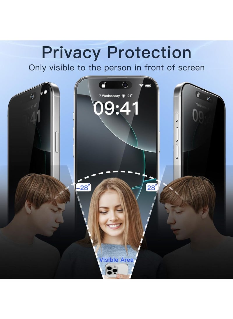 Generic 3 Pack iPhone 16 Pro Privacy Screen Protector,Support Fingerprint Unlock Screen Protector for iPhone 16 Pro ,High hardness Tempered Glass Film,Anti-Scratch Case Friendly  - Image 3