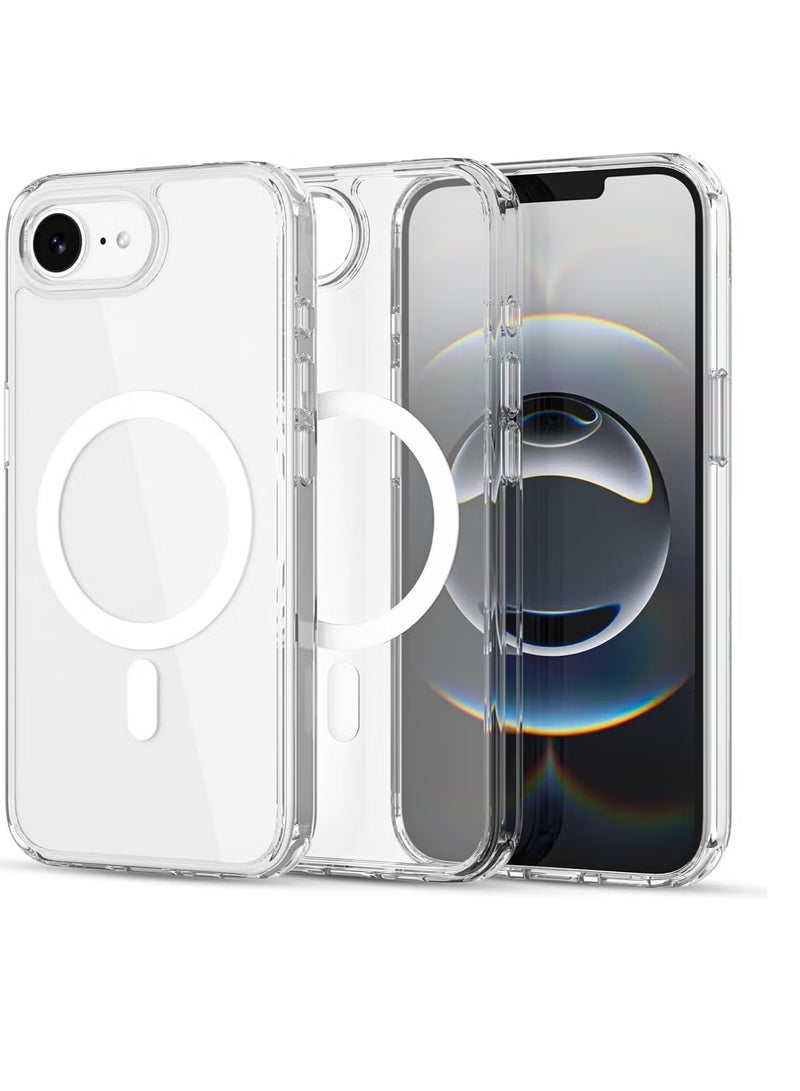 TIGER iPhone 16E Clear Magnetic Cover –- MagSafe Compatible Hybrid Case with Shockproof Silicone Frame & Crystal Clear Hard Back, Slim & Durable Design, Anti--Yellowing & Scratch-Resistant, Precision Cutouts, Secure Grip & Wireless Charging Friendly - Image 1