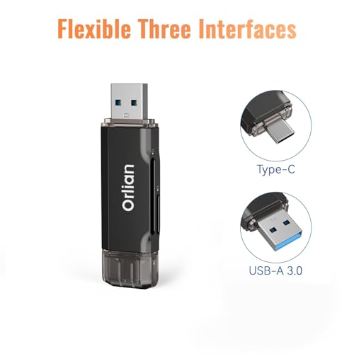 Orlian USB 3.0 SD Card Reader,Dual Slots USB 3.0 Type C to Micro SD Card Adapter, Memory Card Reader Adapter for MicroSD, SDHC, SDXC, RS-MMC, MMC, Compatible with Laptop, iphone 16/15,MacBook Android (Black) - Image 4