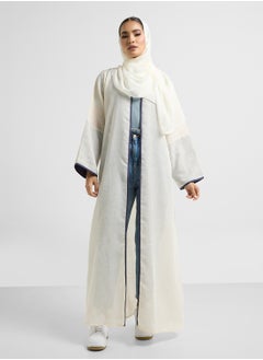 Khizana Contrast Trim Abaya With Sheila  - Image 1