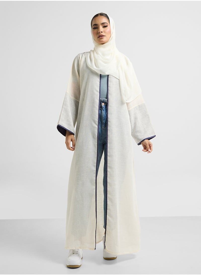 Khizana Contrast Trim Abaya With Sheila  - Image 1