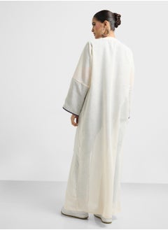 Khizana Contrast Trim Abaya With Sheila  - Image 2