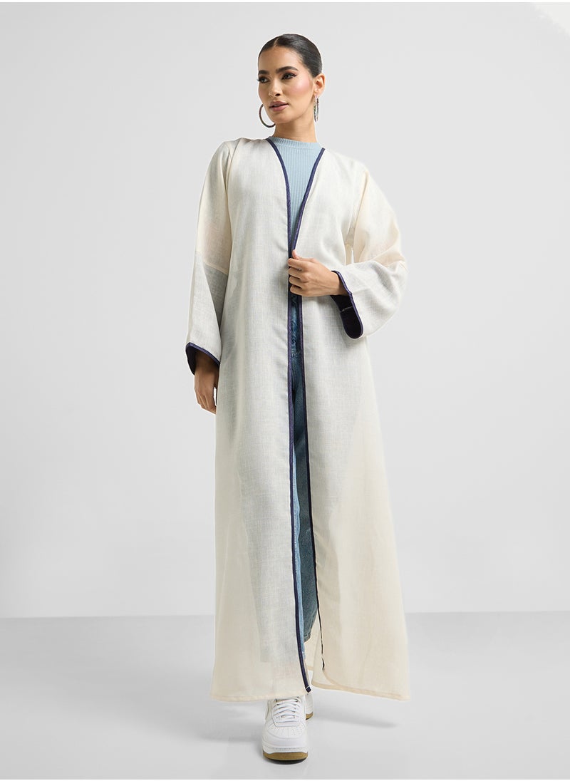 Khizana Contrast Trim Abaya With Sheila  - Image 3