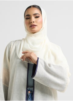 Khizana Contrast Trim Abaya With Sheila  - Image 4